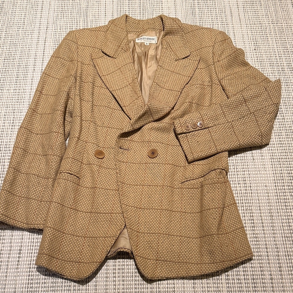 Giorgio Armani Women's Beige Checkered Blazer